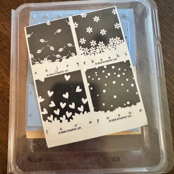 Stampin Up  Gently Falling 2006 Wooden Rubber Stamp Set of 4 NEW heart leafs - Picture 1 of 3